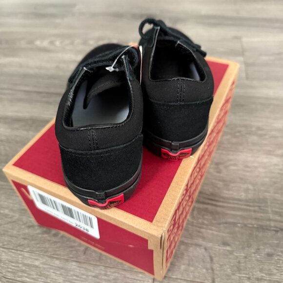 NIB Vans Old Skool V Black Double Strap Skate Shoes Youth Little Boys Size 1.5 - Picture 5 of 7